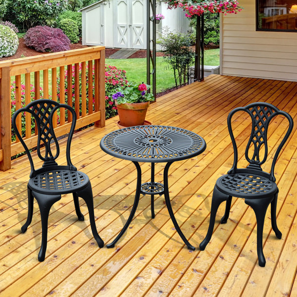 3 piece cast aluminum deals bistro set